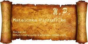 Mateicska Pintyőke névjegykártya